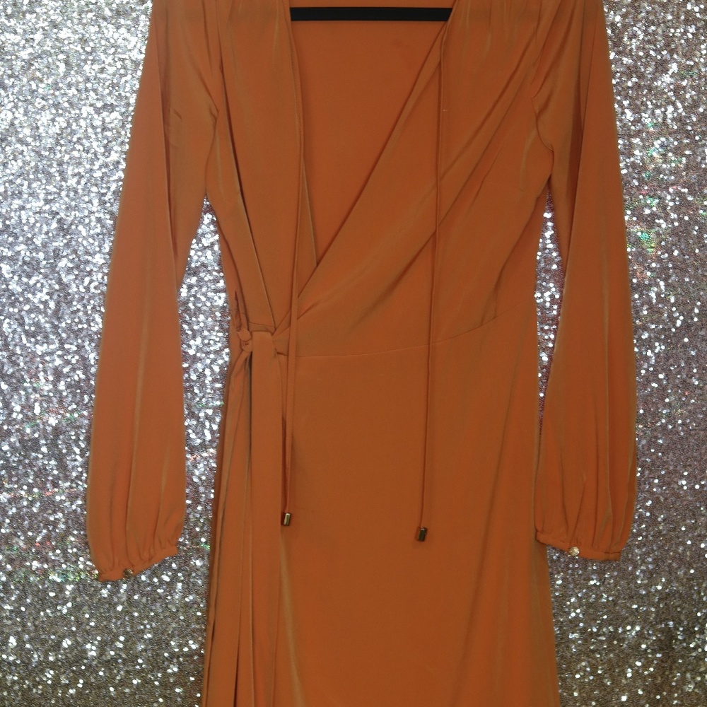 Ivanka Trump Orange Wrap Dress Size 4